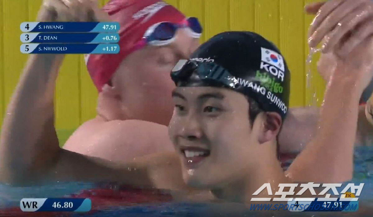 "센세이셔널!黃金세대" 黃선우100m 대회신-金우민 400m 개인베스트 …