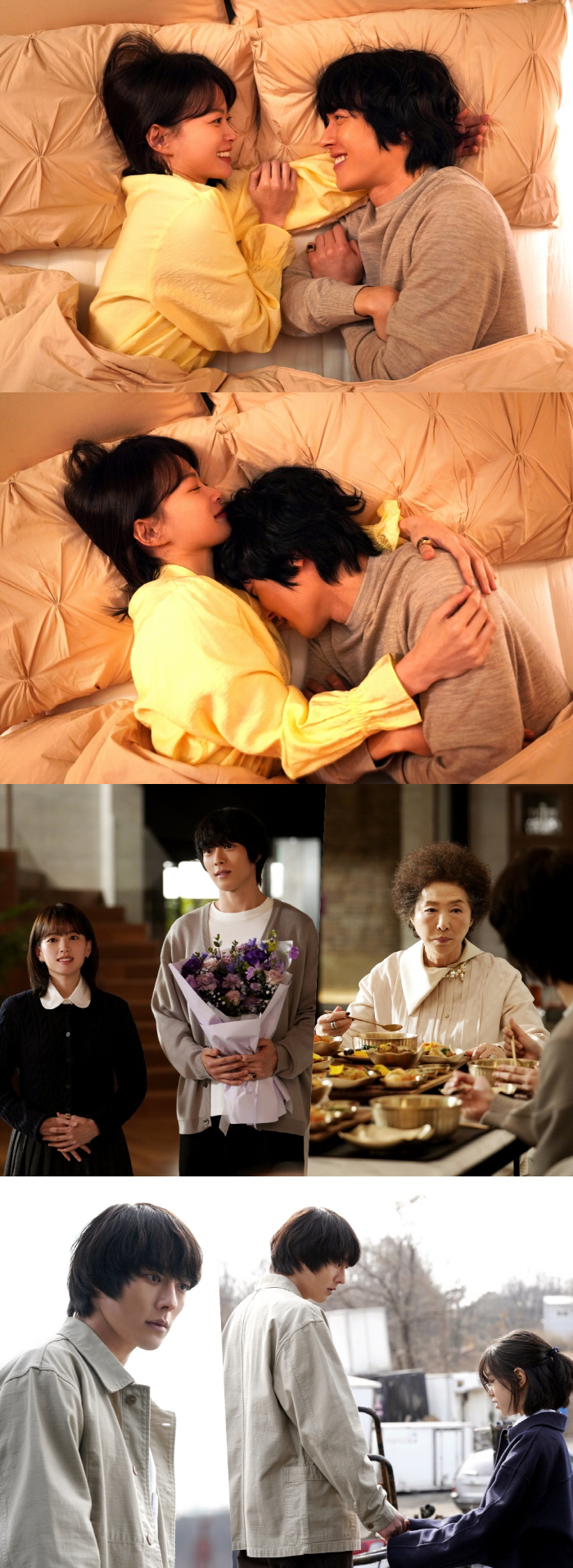 장기용♥천우희, 로맨틱 팔베개와 눈맞춤…고두심 '충격 예지몽'(히어로는)