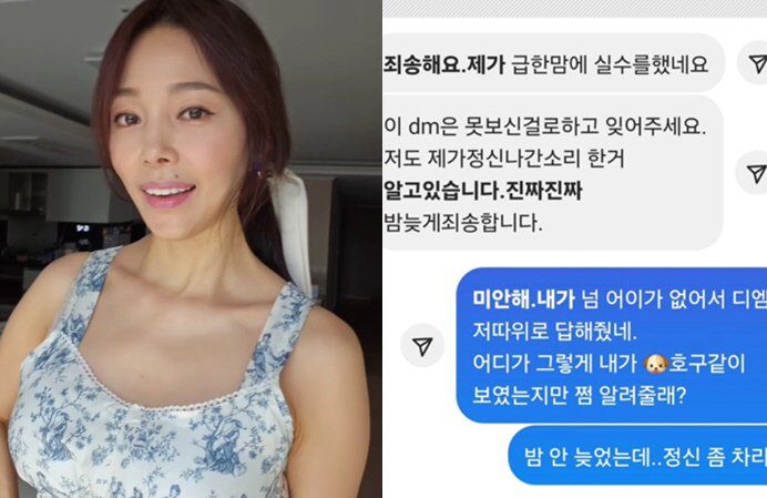 "내가 호구 같아?"..'홍성흔♥' 김정임, 금전요구 DM에 불쾌감