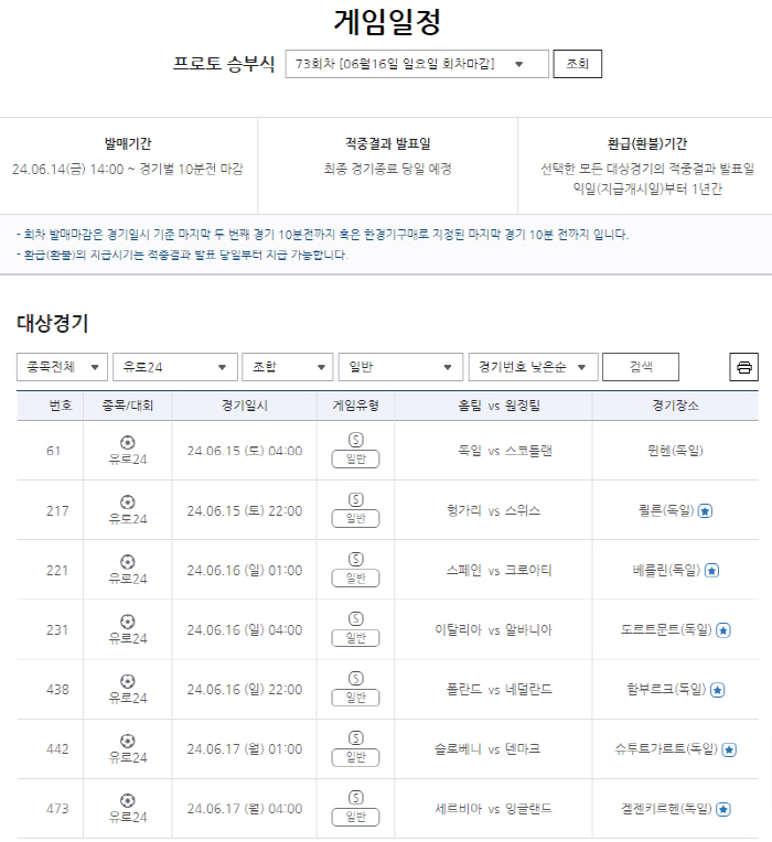 스포츠토토, '유로2024' 대상 다양한 프로토, 토토 상품과 함께 다채…
