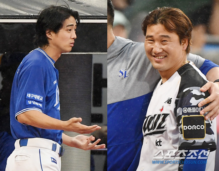 망연자실 구자욱vs파안대소 김상수, 4말 7-1 우천 취소에 극명하게 엇…