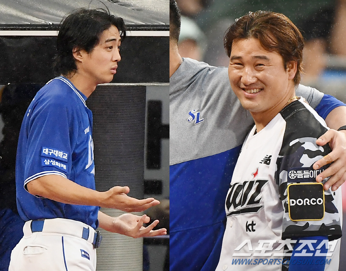 망연자실 구자욱vs파안대소 김상수, 4말 7-1 우천 취소에 극명하게 엇…