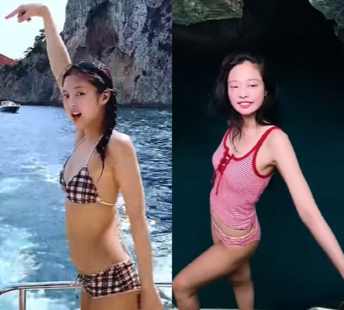 제니, 성공적 런웨이 데뷔 후 '비키니 망중한'..바비인형 몸매 [종합]