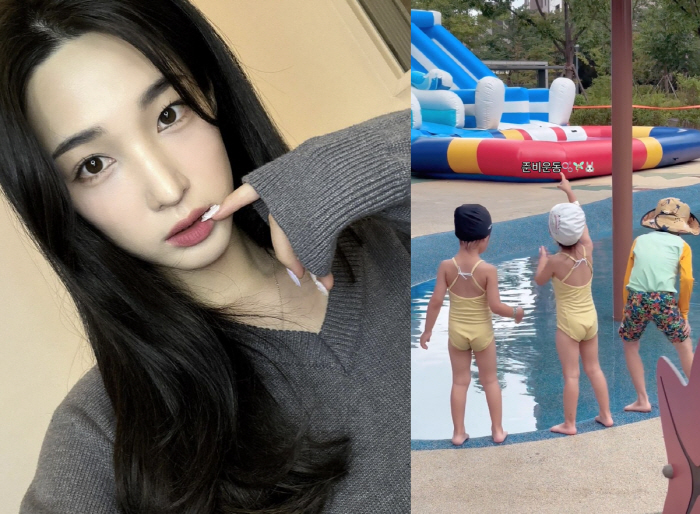 '양육권 포기' 율희, 삼남매 만났다..아이들과 행복한 수영장 나들이
