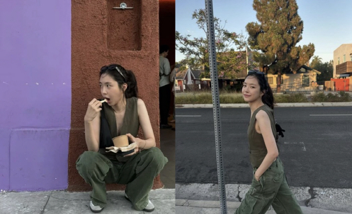손나은, 길바닥에 쭈그리고 앉아 먹어도 46kg '극강의 슬렌더'
