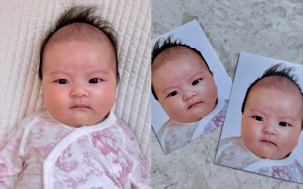 이지훈♥아야네 딸, 첫 증명사진 '터질듯한 눈망울'..인형을 낳았네