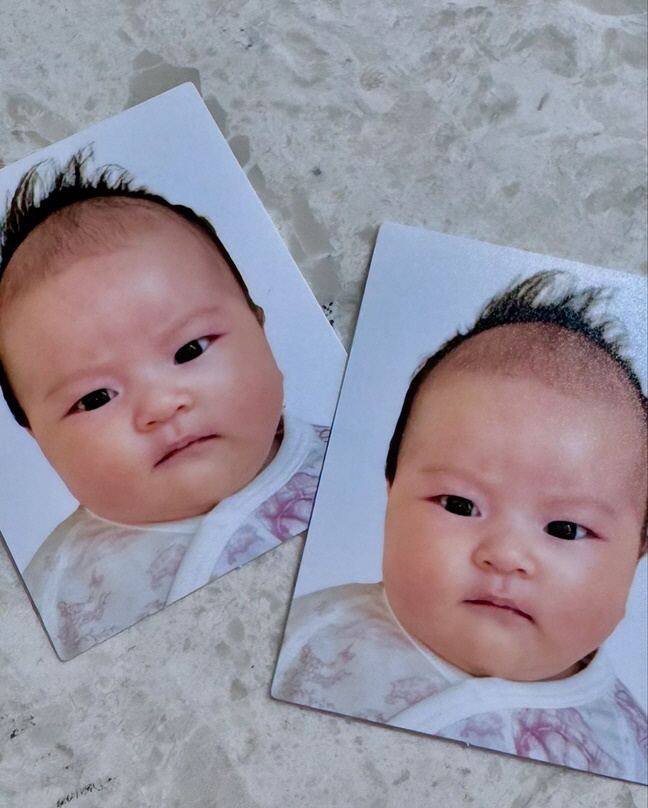 이지훈♥아야네 딸, 첫 증명사진 '터질듯한 눈망울'..인형을 낳았네