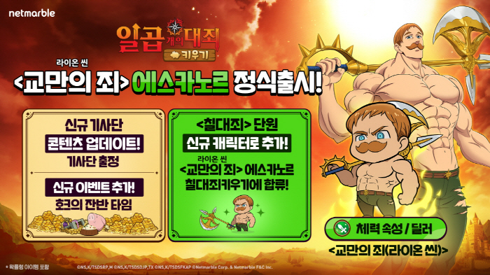 넷마블, '일곱 개의 대죄 키우기' 에스카노르 추가