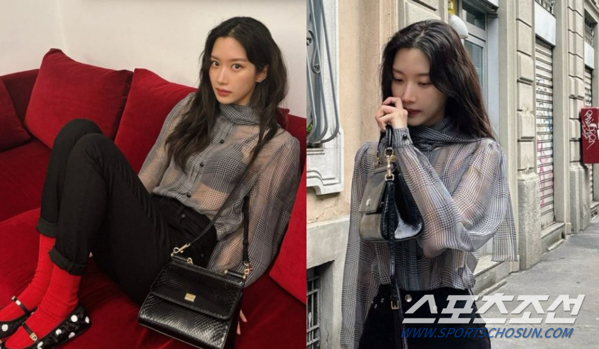 [SCin스타] 속옷이 훤히…파격 시스루로 밀라노 거리 누빈 문가영