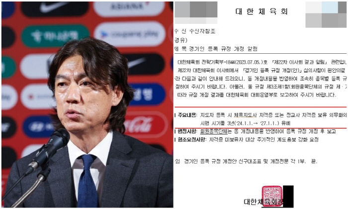 "홍명보 국대감독 자격 문제없다" 축구 등 2급지도사 자격증 의무 202…