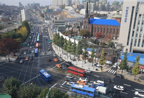 아현고가도로 철거 후 모습. 2014년 [연합뉴스 자료사진]