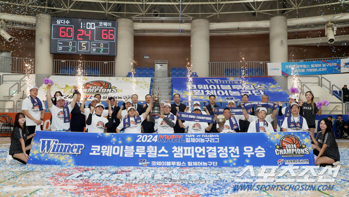 "휠농명가,원팀의 힘" 코웨이 블루휠스,제주 삼다수 꺾고 2년만에 챔피언…