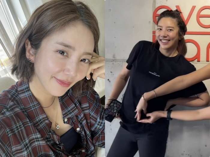 '임신 5개월' 손담비, 못 숨기는 D라인..레깅스 입고 땀뻘뻘 '태교운…