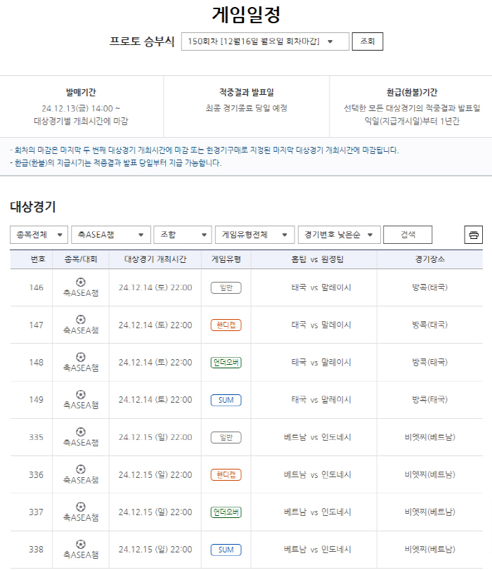 '베트남 VS 인도네시아'…미쓰비시컵 대상 프로토 승부식150회차 발매 …