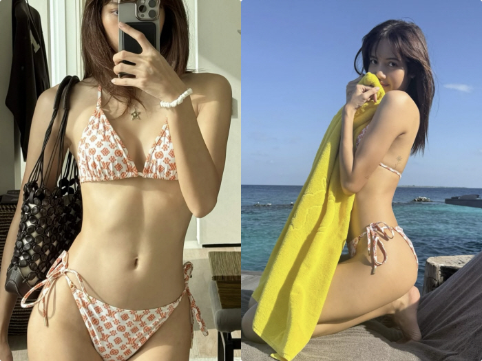 리사, 아슬아슬 끈 비키니..♥루이비통 2세 재벌남친과 휴가 떠났나