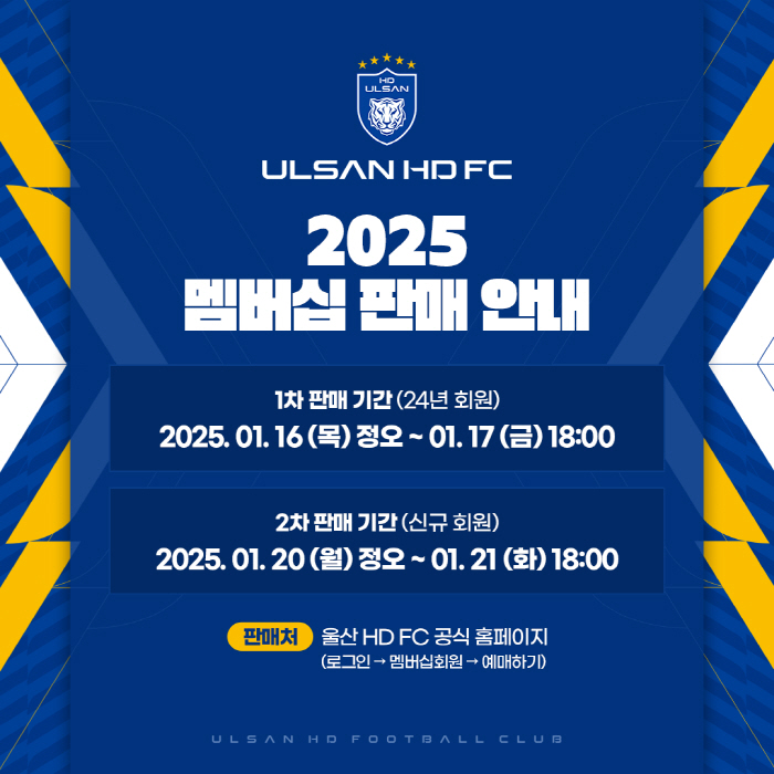 "예매 전쟁에서 살아남으려면" 'K리그 챔피언' 울산, 2025시즌 멤버…