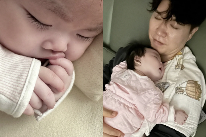 '김다예♥' 박수홍, 54세에 고단한 첫 육아..신생아 딸 재우며 쇼파서…