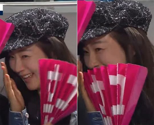 김사랑, 배구 중계 화면 포착...김연경 응원하다 깜짝 "직관 난생 처음…