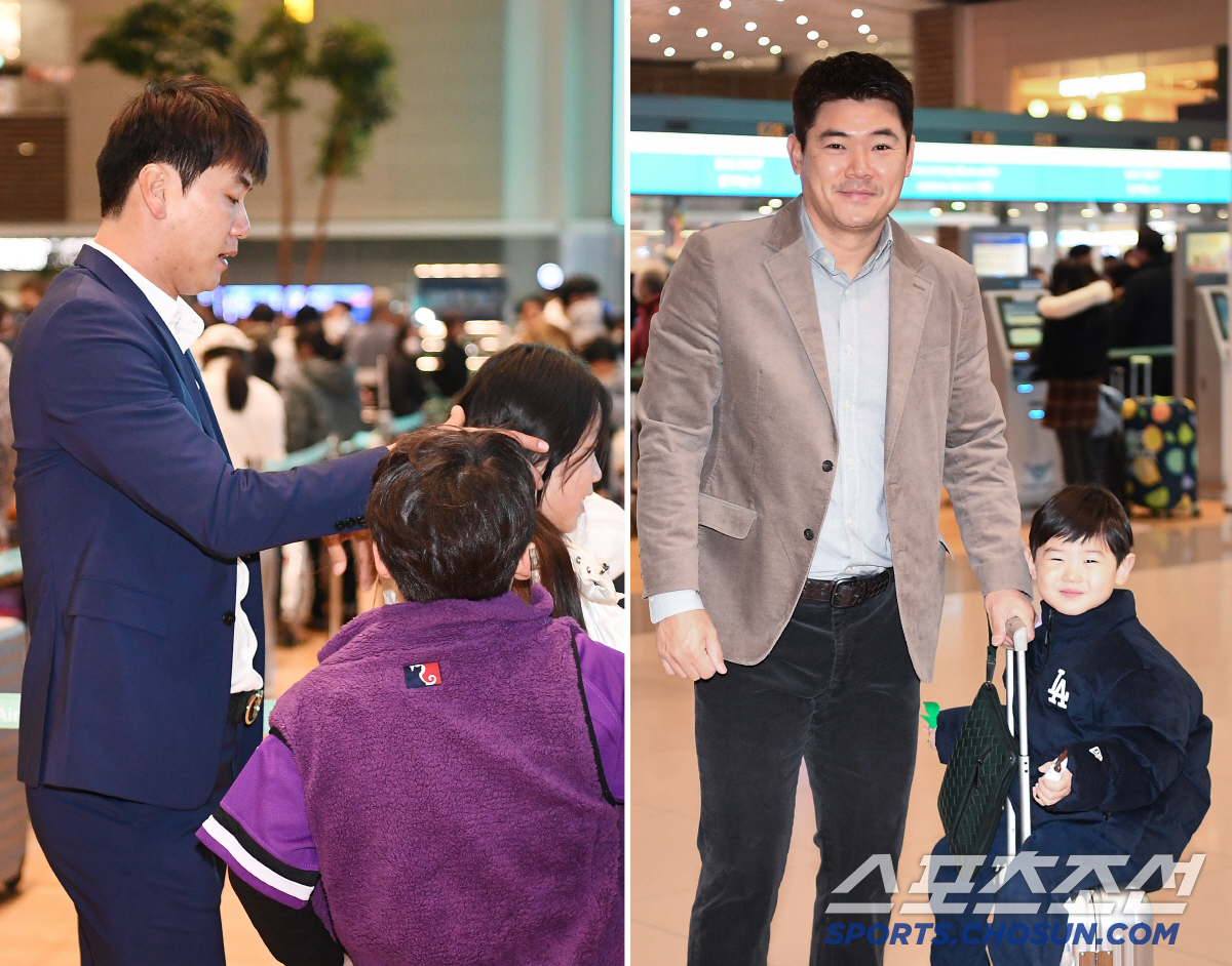 붕어빵 아들 태운 홀드왕, 딸 머리 묶어주는 캡틴 [공항 스케치]