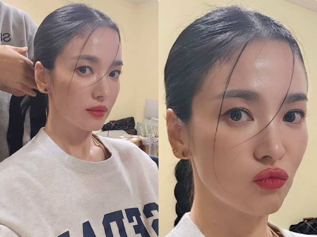 43세 송혜교, 굴욕없는 '얼빡샷'..올백머리+레드립 찰떡 소화