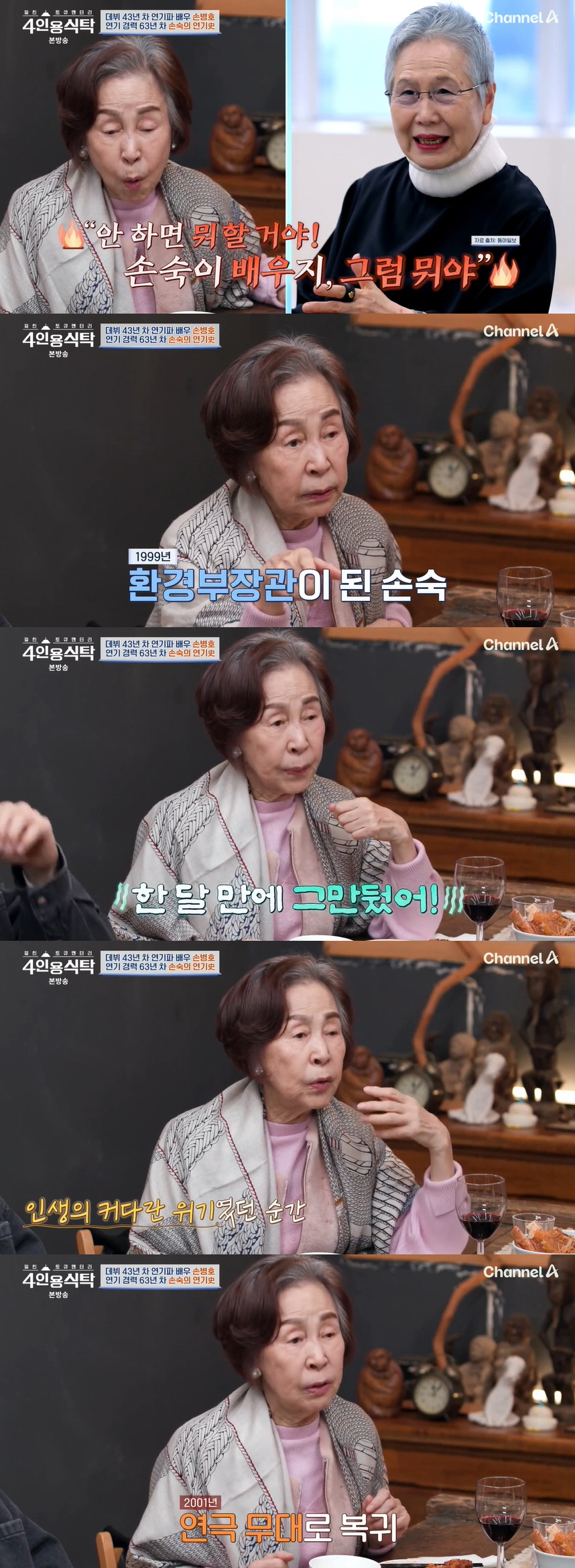 손숙 "환경부장관 한 달 만에 사표..억울함에 나쁜 생각 하기도" ('4…