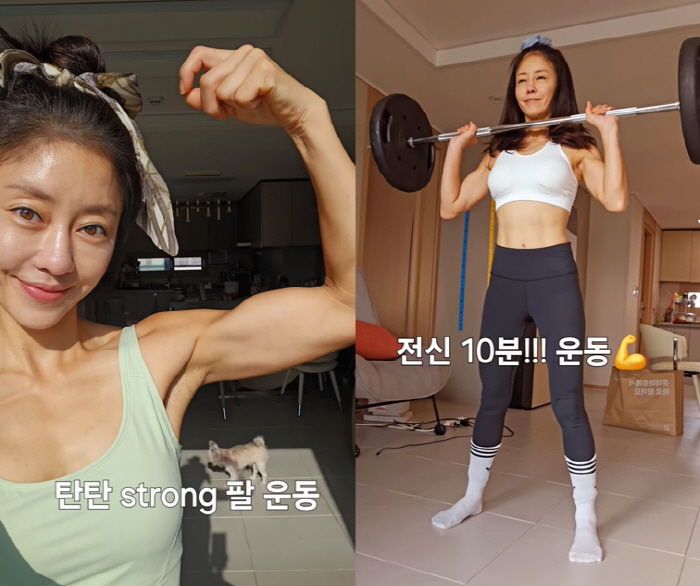 '42세' 이지현, 빨래판 복근+갈라진 등 근육...누가 애둘맘이라 믿겠…