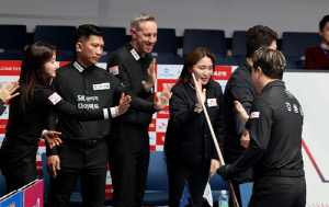 SK렌터카, 휴온스까지 잡고 PBA 팀리그 5R 단독 선두