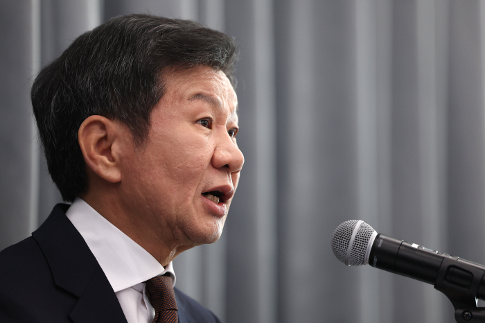 [현장인터뷰]'선거 재개' 정몽규 후보 "비방 중단하고 경선 집중 촉구……