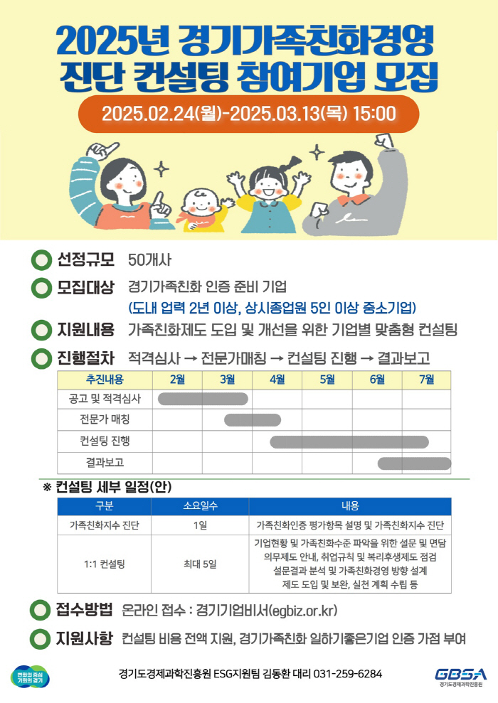 경기도 '가족친화경영' 전문가 맞춤형 컨설팅 지원!!