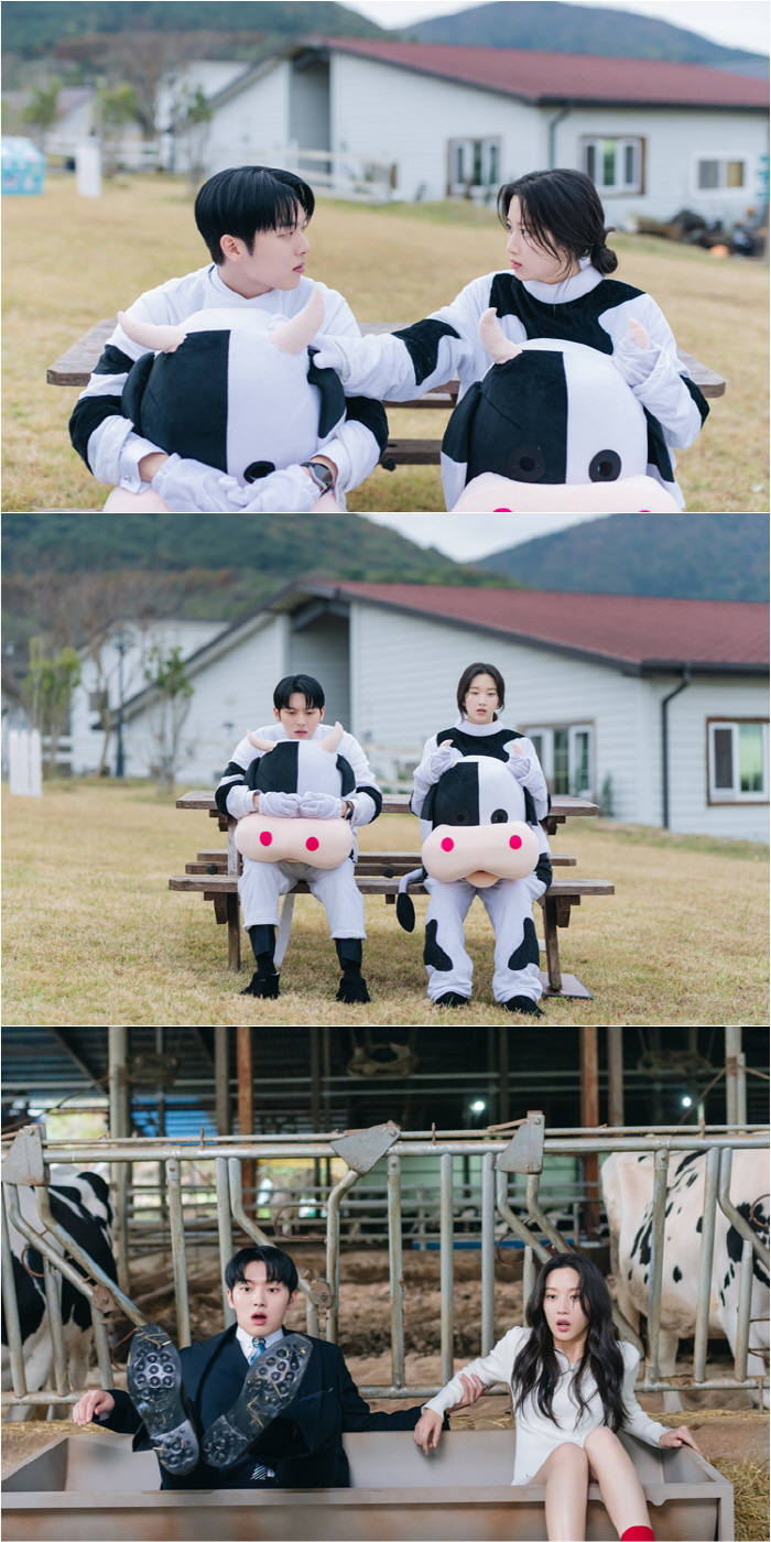 문가영♥최현욱, 진짜 사귀는 사이 같네…'귀염뽀짝' 젖소 커플룩 포착 (…