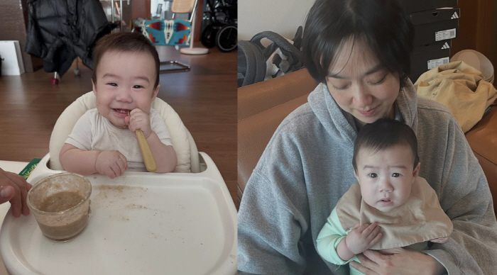 강재준♥이은형, 200일 子 이앓이 극복 후 기쁜 소식 전했다..."드디어 잘 먹네"