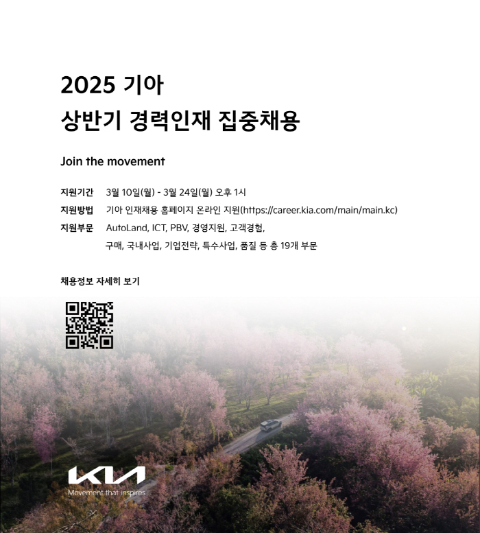 기아, 상반기 경력인재 채용 "급변하는 모빌리티 환경 혁신 주도"
