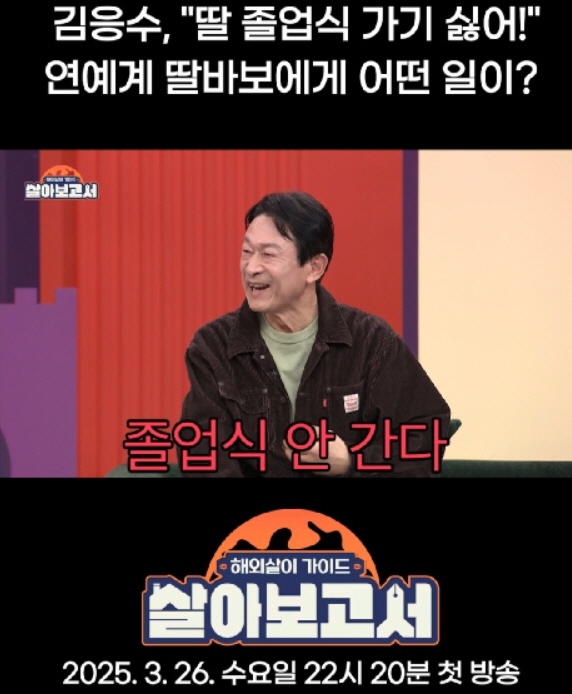 '연예계 대표 딸바보' 김응수 "미국 딸 졸업식 가기 싫다" 돌발 선언,…