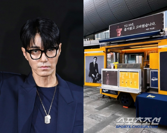 "10년 고마웠습니다" YG 떠나는 차승원, 사옥 앞 커피차 선물로 전한…