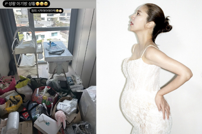 '출산 임박' 손담비, "쏟아질듯한 배" 붙잡고 '아수라장된 아기방' 정…