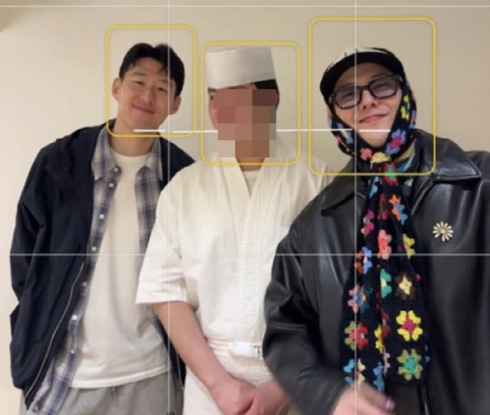 지드래곤, 손흥민과 찐친 맞네..딱 붙어서 '찰칵 세레머니'