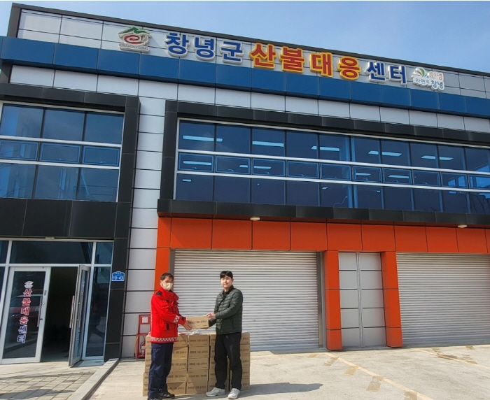 (주)아이엘케이 창녕군에 화재대피용 마스크 지원