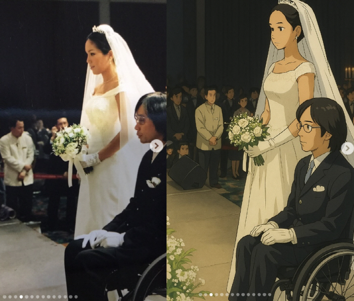 "휠체어 신랑"…강원래♥김송, 22년 전 결혼식 지브리로 재탄생