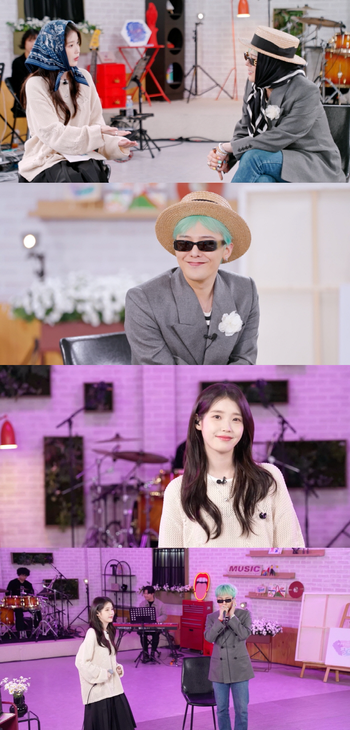 지드래곤·아이유, 스카프 쓰고 만났다..."아티스트로서 배울점 많은 동료…