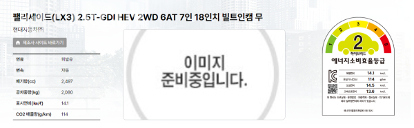 팰리세이드 2.5터보 하이브리드 연비 인증..친환경차 혜택 트림은