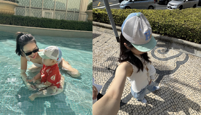 '금융인♥' 손연재, '1살 아들' 모자가 맞다니..마카오 빛낸 요정 미모