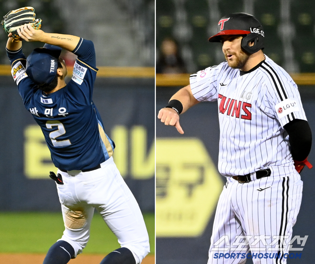 좌절한 박민우, 엄지 내린 오스틴...잠실 2루에서 무슨 일이?