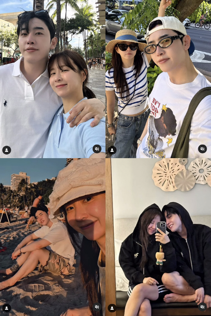 은가은♥박현호, 하와이서 뜨거운 허니문..뽀뽀하며 '꿀 뚝뚝'