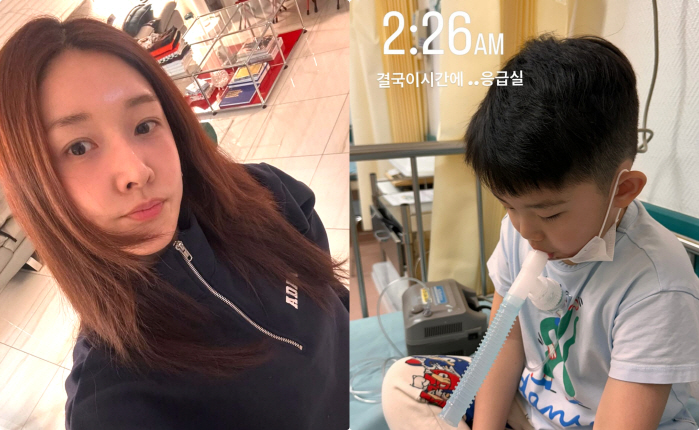 김빈우 7세 아들, 폐렴으로 새벽 응급실 "짠한 울 애기, 아프지 마"