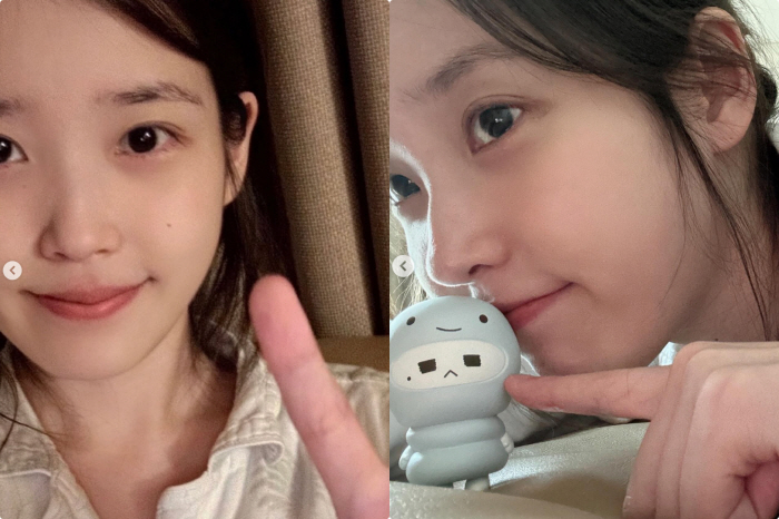 아이유, 40대 연기 어떻게 한 거야..아기같은 청초 민낯