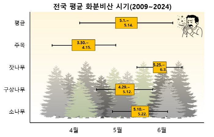 "다음달 초 송홧가루 날림 시작"…국립수목원, 빨리 온 '봄 불청객'에 알레르기 주의 당부