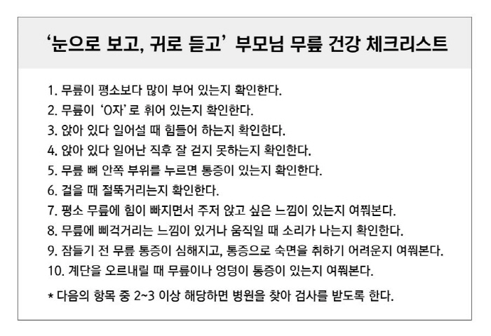 어버이날, 부모님 무릎 건강 체크 '이렇게'