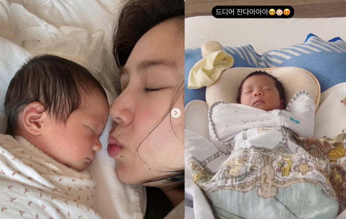 손담비, 딸 해이 겨우 재우고 육퇴 "드디어 잔다♥"