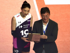 김연경, 세계여자배구올스타 경기서 고향 안산시 공로패 받아