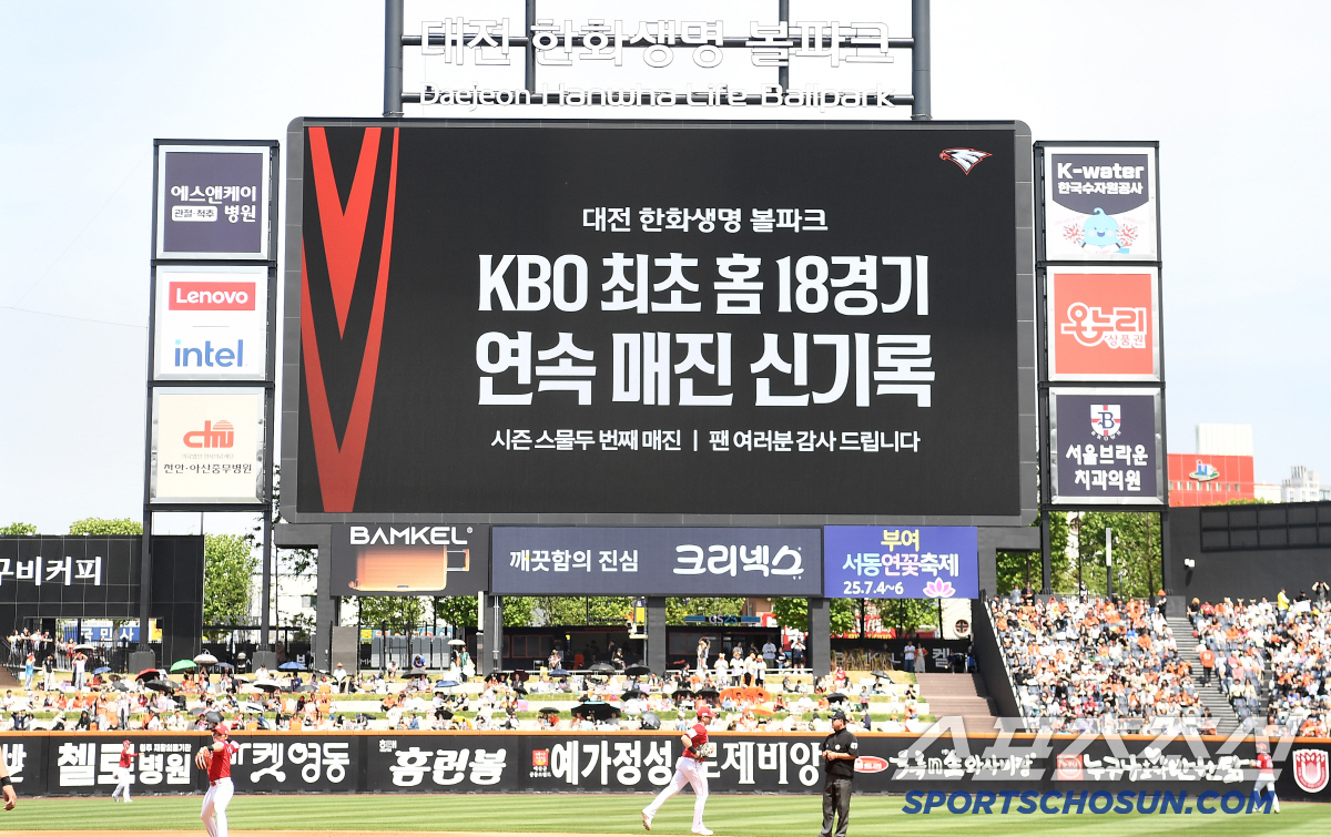 '한화 최초 20G 연속 완판' 야구 열기 미쳤다, 역대 최소 경기 40…
